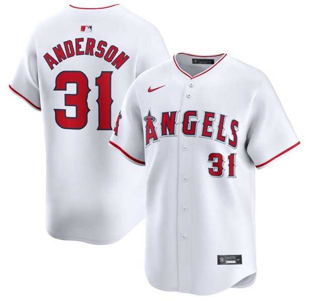 Mens Los Angeles Angels #31 Tyler Anderson White Home Limited Baseball Stitched Jersey Dzhi->los angeles angels->MLB Jersey